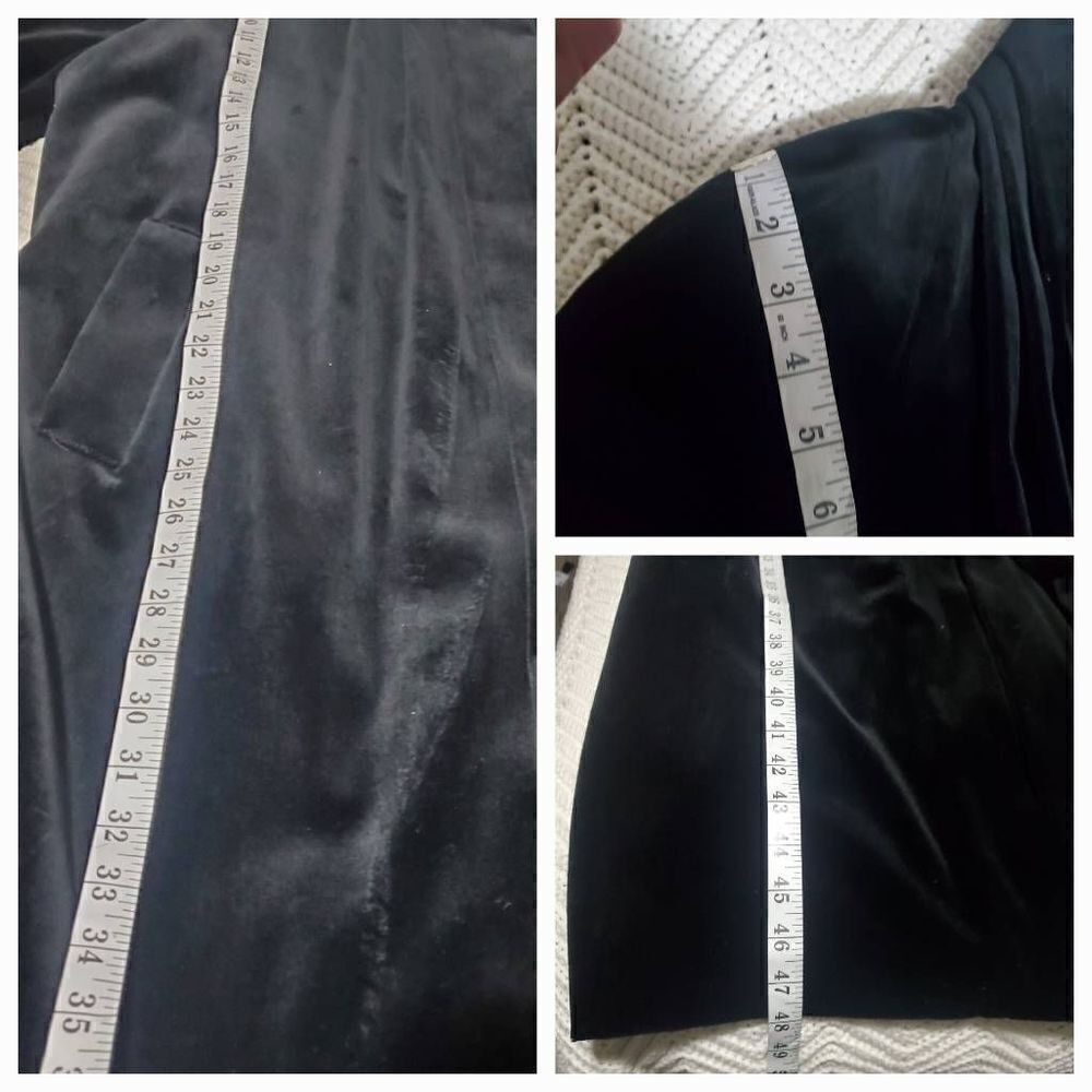 JS Collections Vtg Black Velvet Evening Coat Size Small - Picture 11 of 12